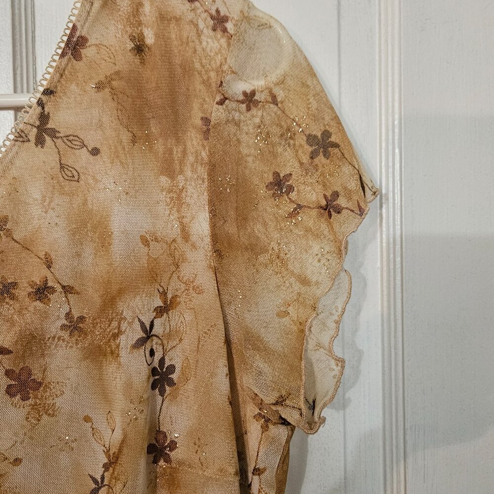 Fashion Bug Summer Floral Dress with gold sparkle dotted through out. SZ 18-20 - Picture 7 of 10